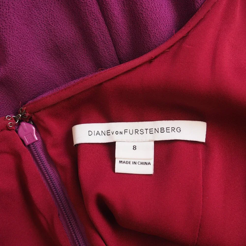 Diane Von Furstenberg Geovana Purple Amethyst Sleeveless Lace Panel Sheath Dress - Picture 12 of 12